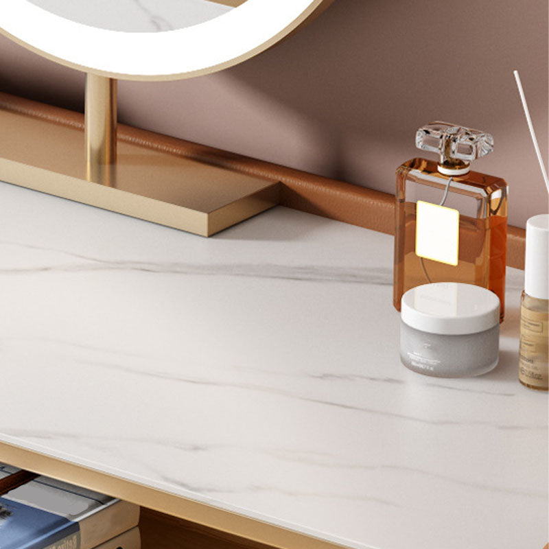 Glam Style Stone Top Dressing Table for Bedroom Orange Vanity Set