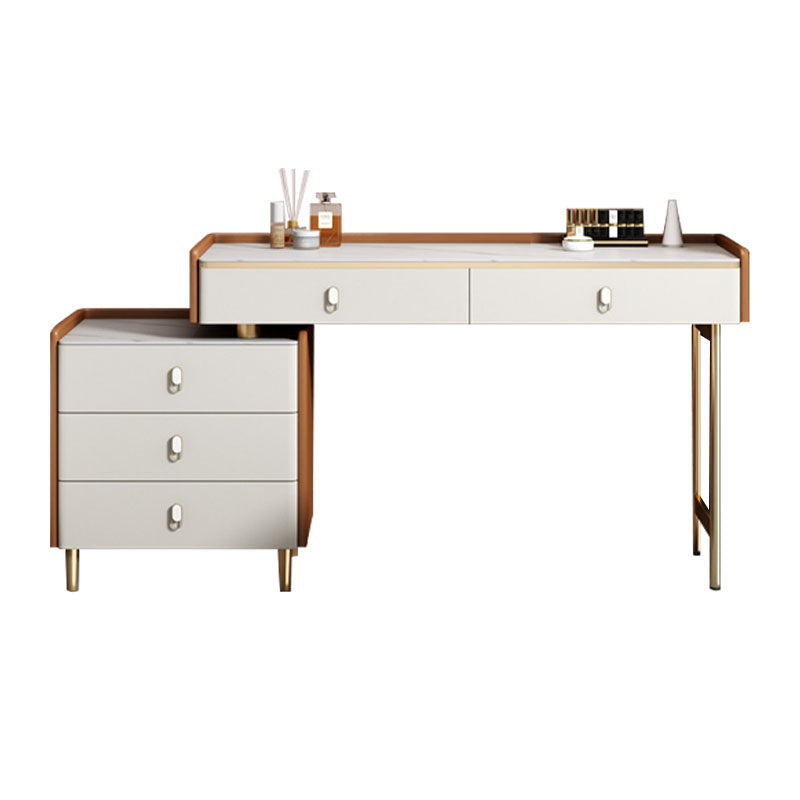 Glam Style Stone Top Dressing Table for Bedroom Orange Vanity Set