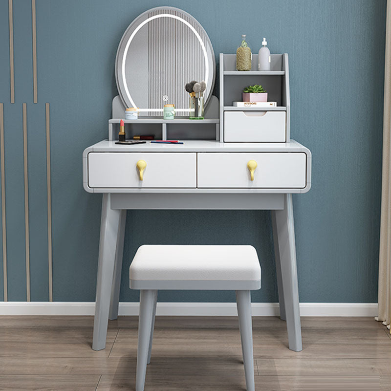 Solid Wood Makeup Counter 3 Drawer Vanity Dressing Table With Stool