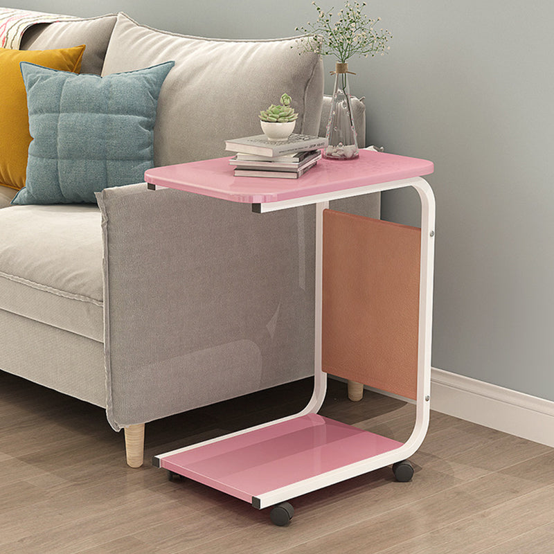 Modern Wood Corner Table Side Rectangular End Table with Storage