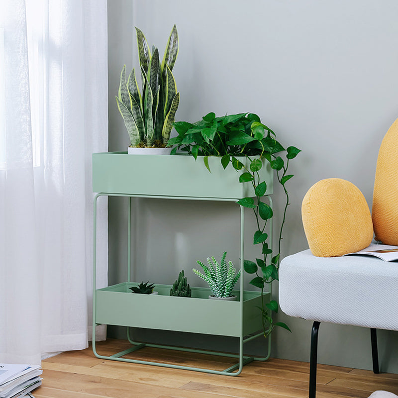Mid-Century Corner Table Metal 4 Legs Side End Table with Storage