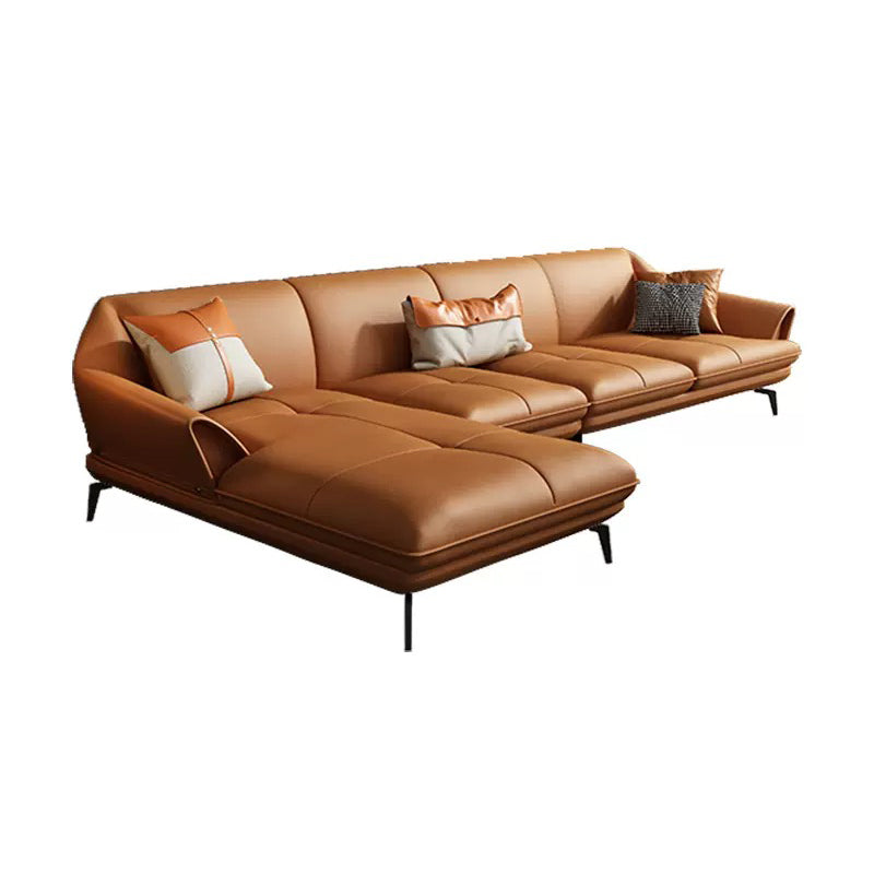 Modern Stationary Faux Leather Living Room Flared Arm Cushions Seating