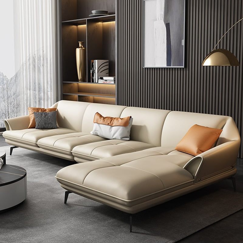 Modern Stationary Faux Leather Living Room Flared Arm Cushions Seating