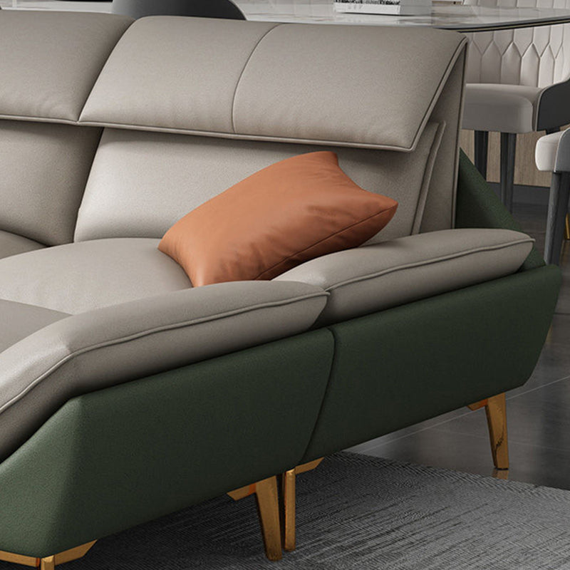 Contemporary Faux Leather Living Room Flared Arm Cushions Seating