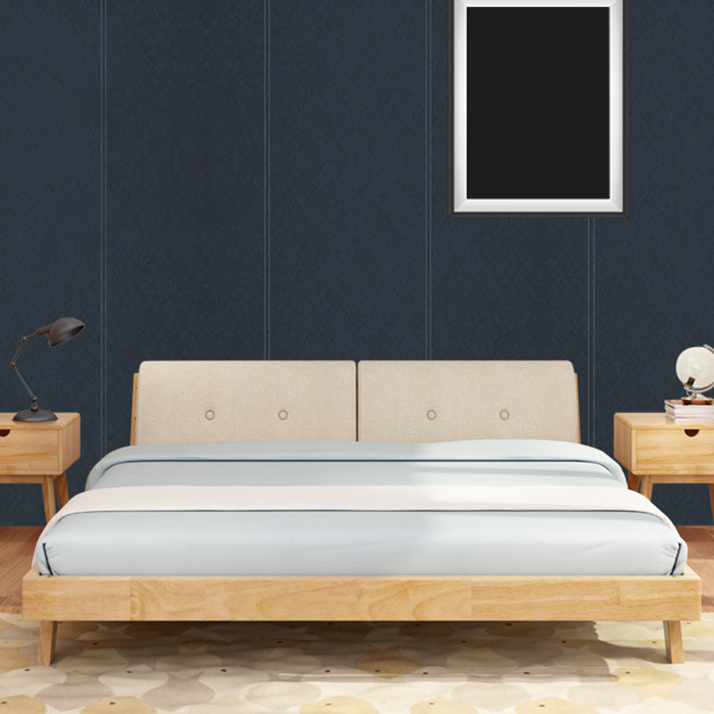 Contemporary Wooden Standard Bed, Upholstered Headboard Bed Frame