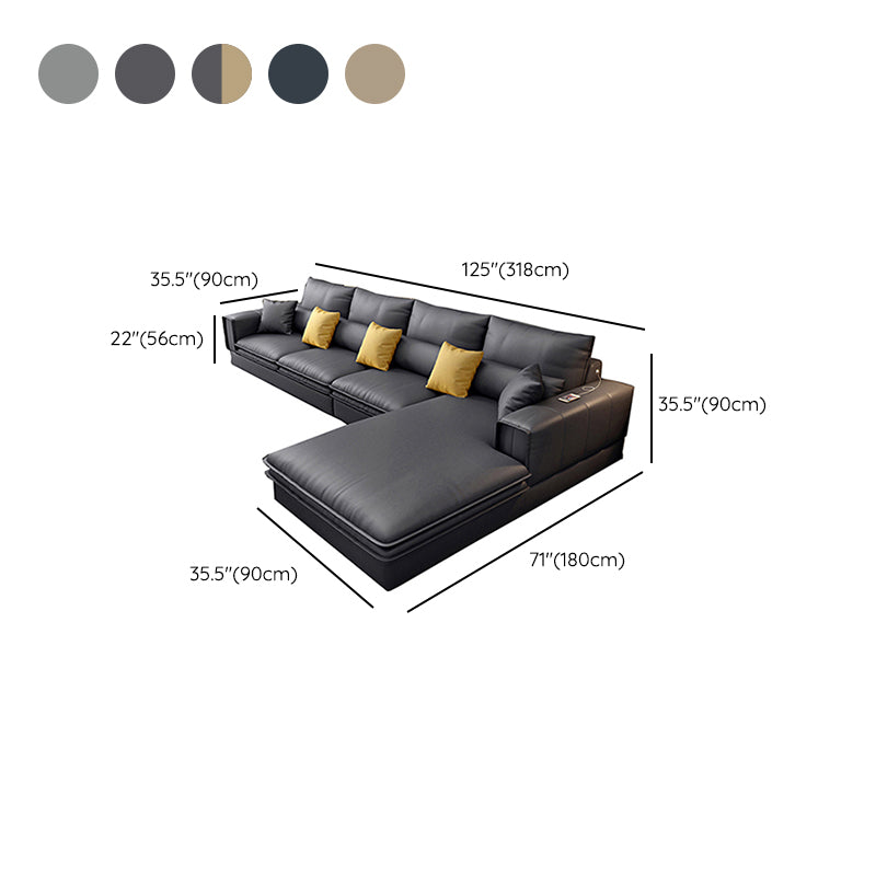 Nordic Stationary Faux Leather Living Room Recessed Arm Cushions Seating