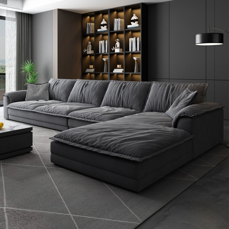 Nordic Stationary Living Room Recessed Arm Pillows Sofa Chaise