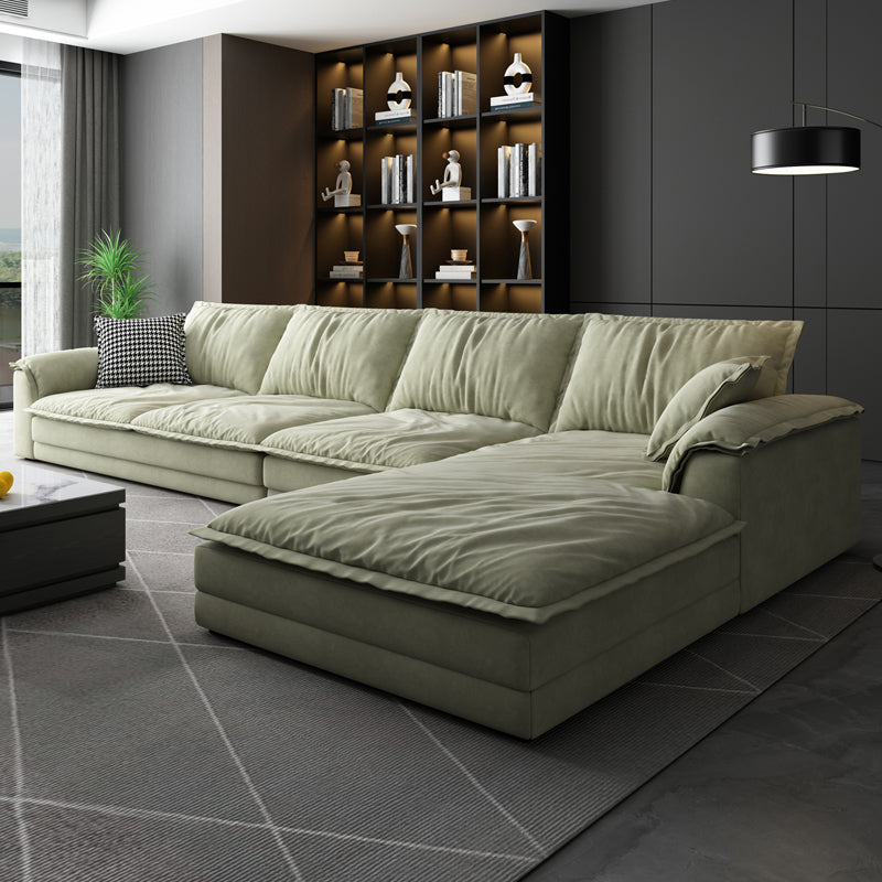 Nordic Stationary Living Room Recessed Arm Pillows Sofa Chaise