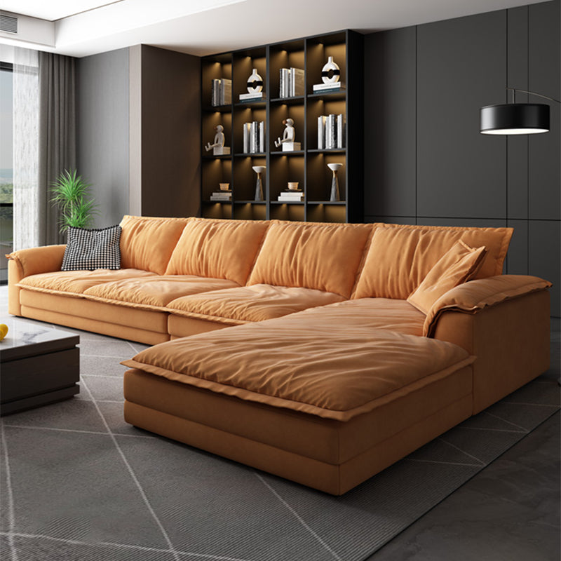 Nordic Stationary Living Room Recessed Arm Pillows Sofa Chaise