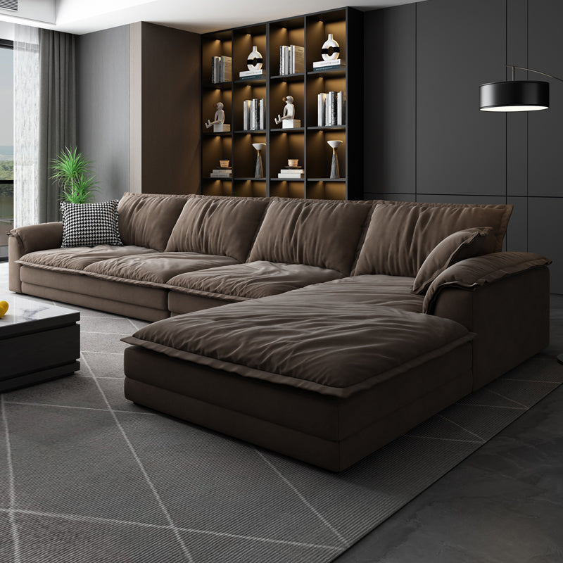 Nordic Stationary Living Room Recessed Arm Pillows Sofa Chaise