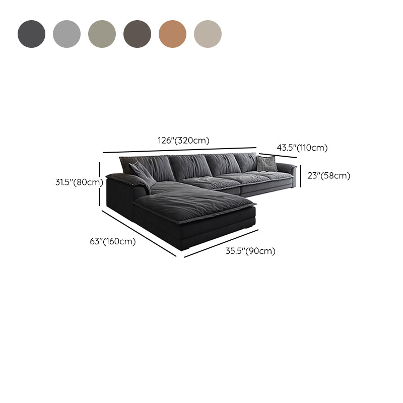 Nordic Stationary Living Room Recessed Arm Pillows Sofa Chaise