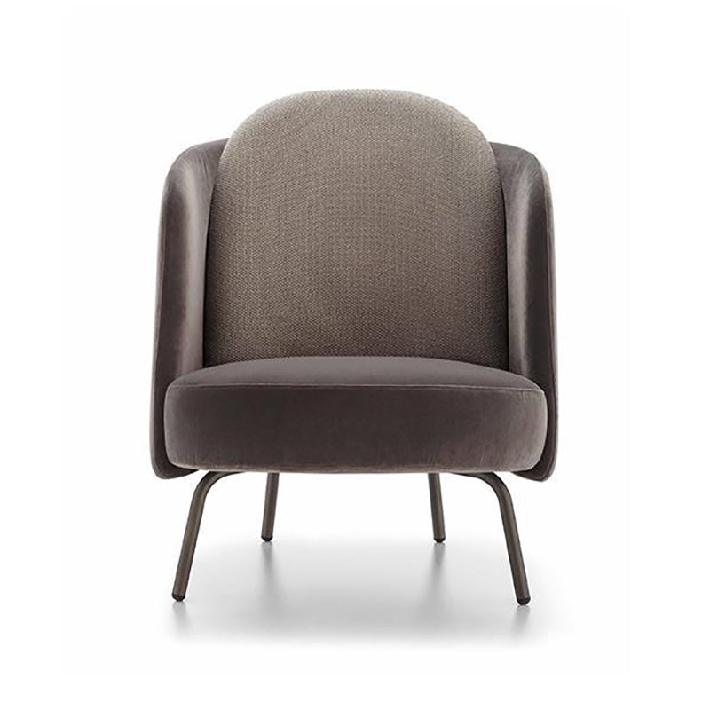 Modern Style Recessed Arms Chair with Black Metal Basic Four Leg