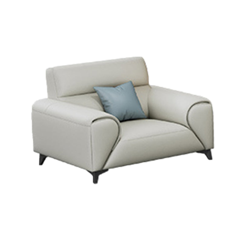 Contemporary Faux Leather Stationary Living Room Recessed Arm Sofa Chaise