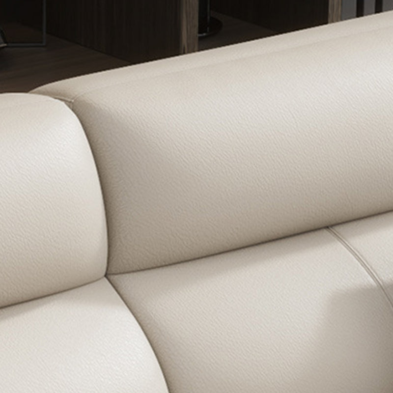 Contemporary Faux Leather Stationary Living Room Recessed Arm Sofa Chaise