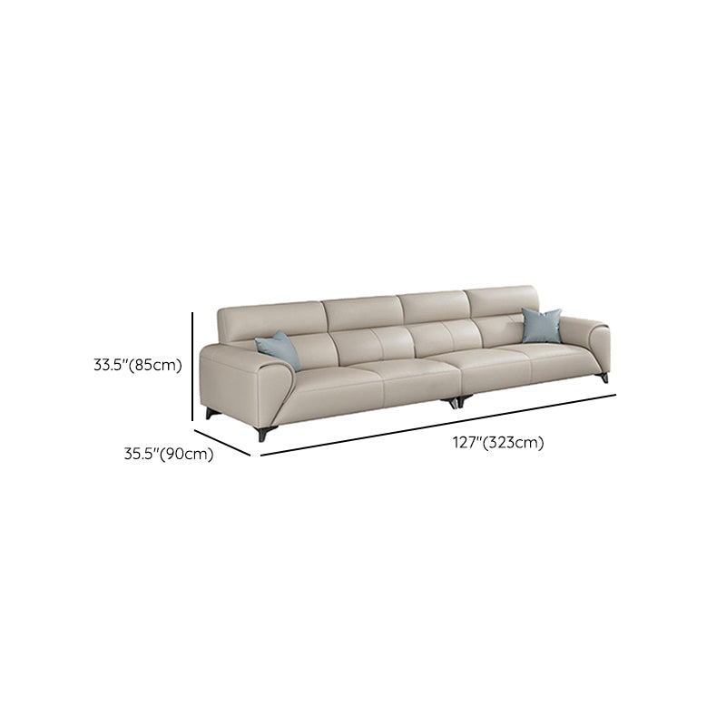 Contemporary Faux Leather Stationary Living Room Recessed Arm Sofa Chaise
