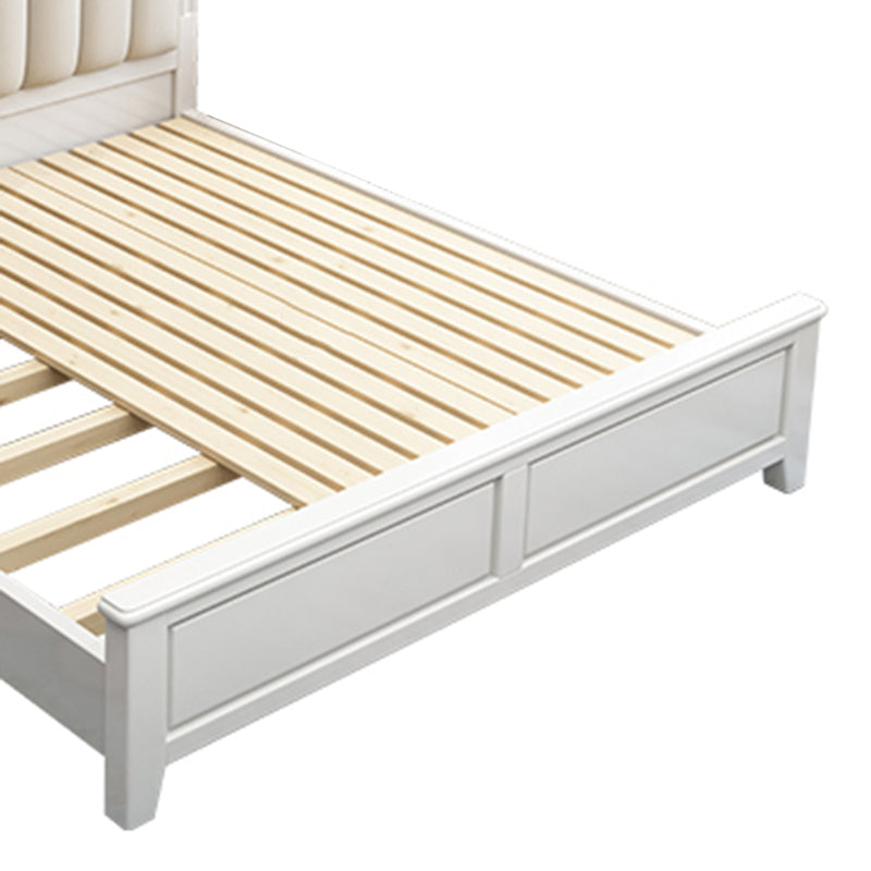 Scandinavian Wood Arched Standard Bed, White Panel Headboard Bed