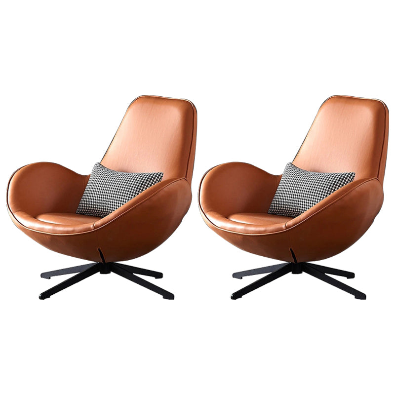 33.46" Wide Tight Back Chair Leather Black 4-Star Base Arm Chair