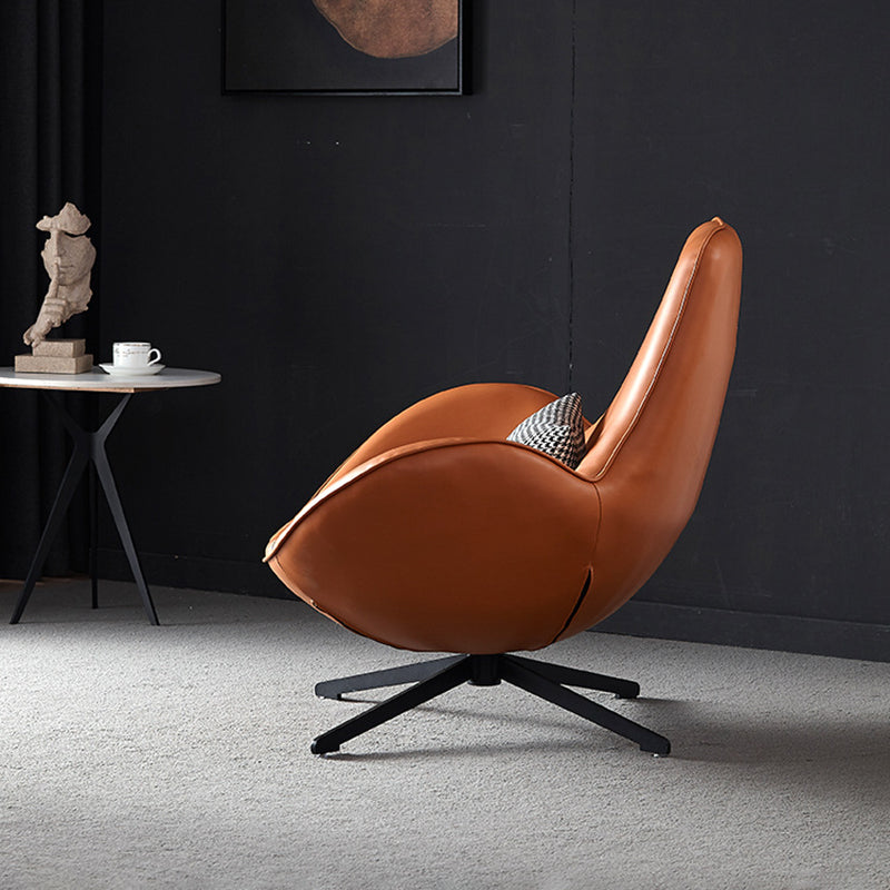 33.46" Wide Tight Back Chair Leather Black 4-Star Base Arm Chair