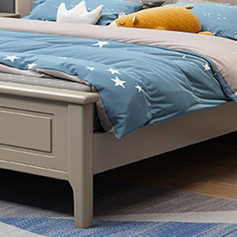 Modern White Wood Panel Standard Bed, Rectangular Headboard Bed
