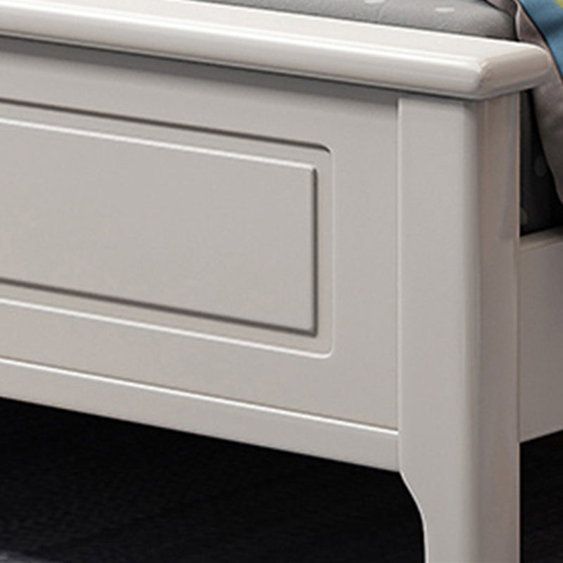 Modern White Wood Panel Standard Bed, Rectangular Headboard Bed