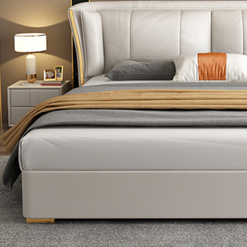 Modern & Contemporary Standard Bed Pine Wood Bed Frame with Metal Legs