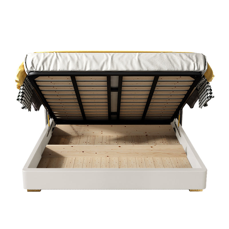 Modern & Contemporary Standard Bed Pine Wood Bed Frame with Metal Legs