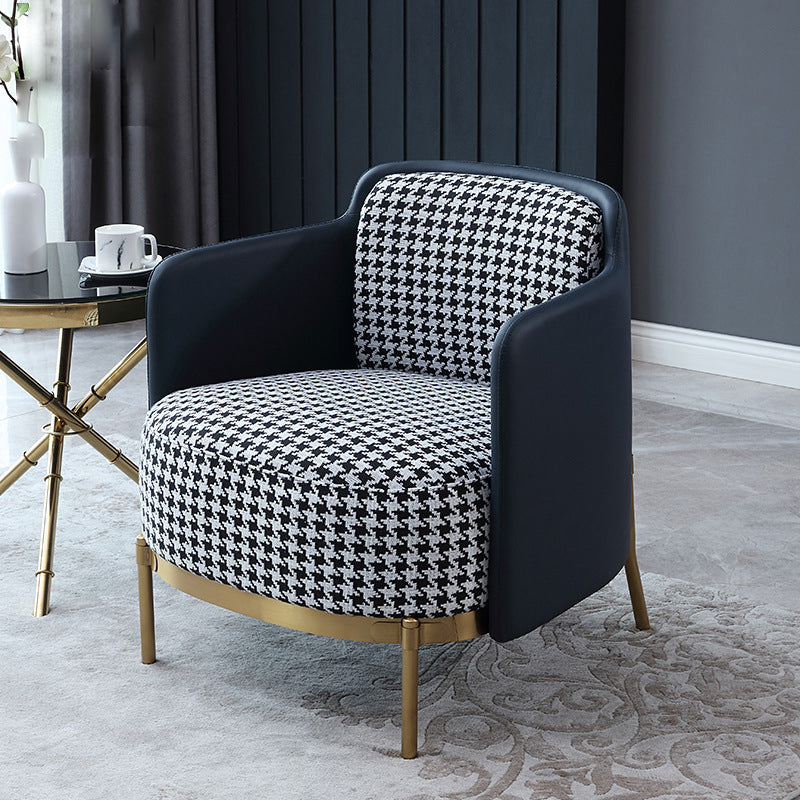 Linen Living Room Chair with Gold Basic Four Leg Accent Armchair