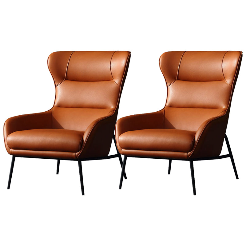 Mid-Century Modern Chair Faux Leather Flared Arms Wingback Chair