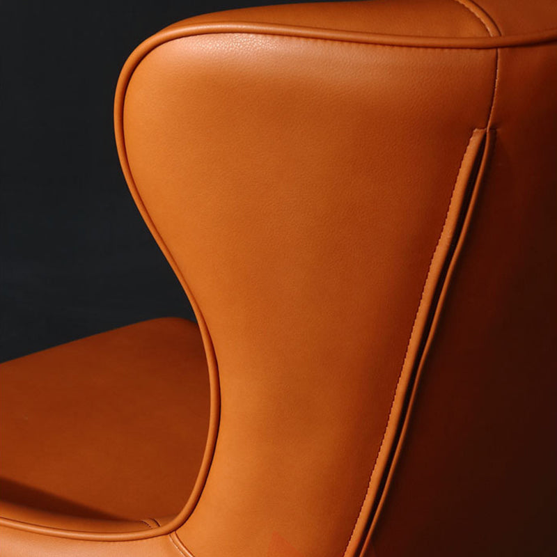 Mid-Century Modern Chair Faux Leather Flared Arms Wingback Chair