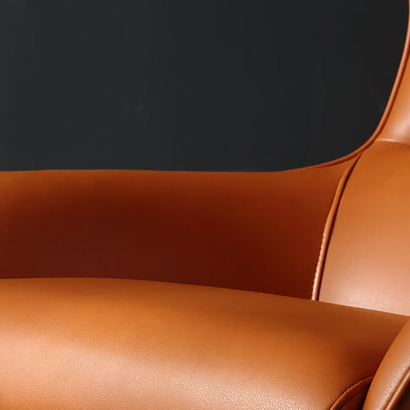 Mid-Century Modern Chair Faux Leather Flared Arms Wingback Chair
