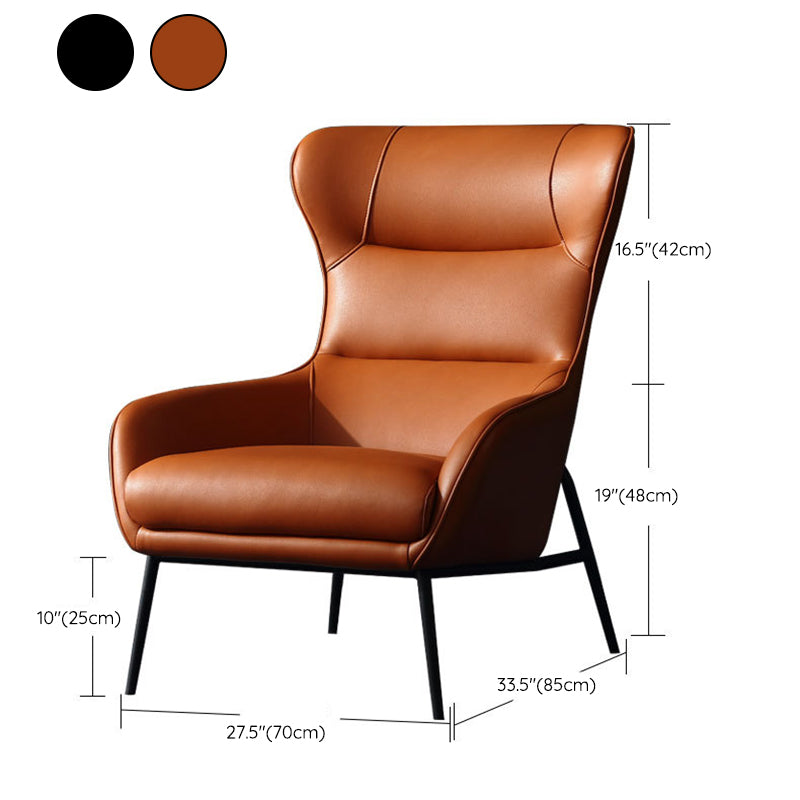 Mid-Century Modern Chair Faux Leather Flared Arms Wingback Chair