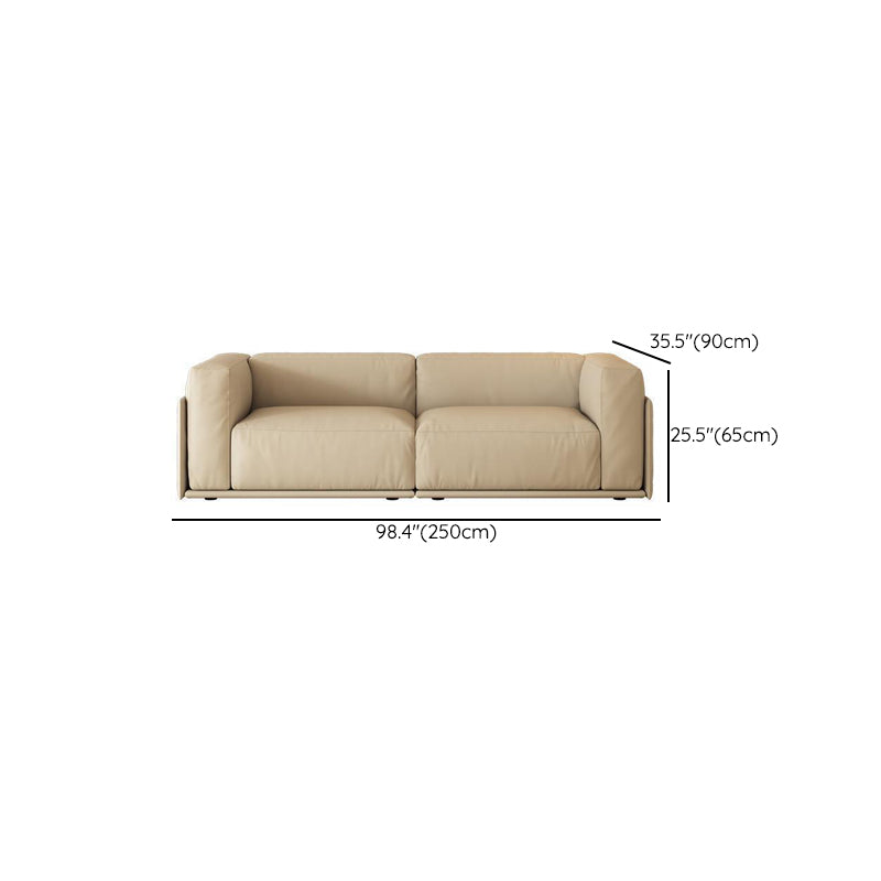 Faux Leather Tuxedo Arm Standard Sofa Contemporary Cushions Settee