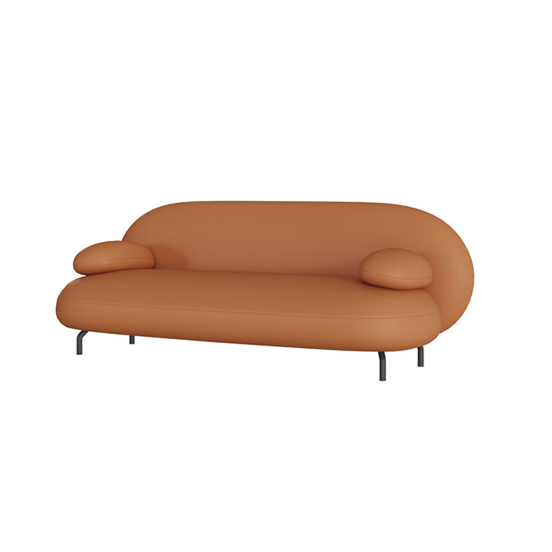 Contemporary Faux Leather Standard Settee Pillow Top Arm Tight Back Sofa