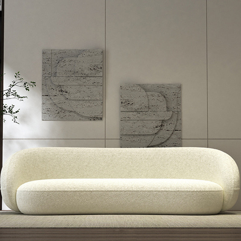 Contemporary Fabric Curved Settee Tight Back Tuxedo Arm Sofa