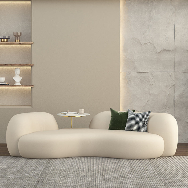 Contemporary Tuxedo Arm Sofa Fabric Loose Back Settee in White