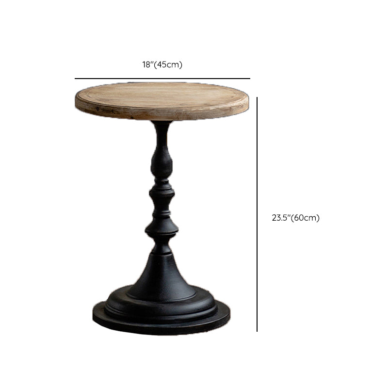 French Country Round Wood Top Coffee Table Iron Pedestal Cocktail Table