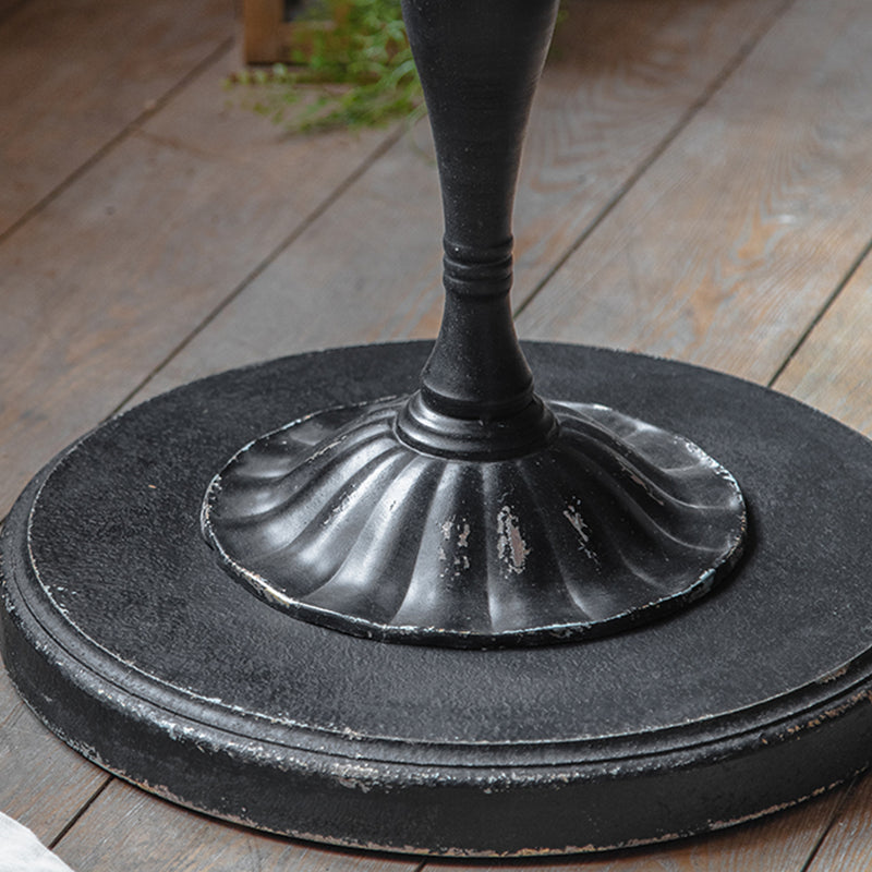 Round Wood Top Coffee Table Iron Pedestal Cocktail Table - Distressed Surface Treatment