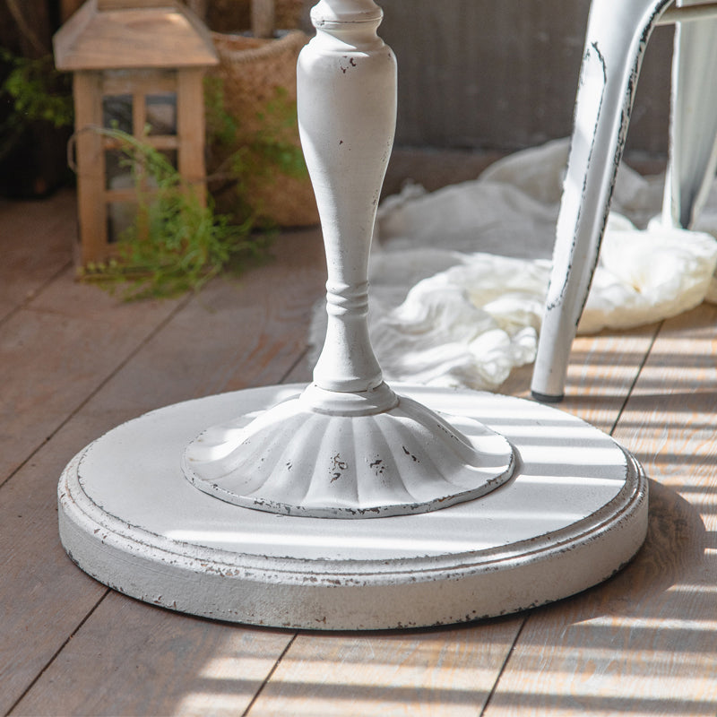 Round Wood Top Coffee Table Iron Pedestal Cocktail Table - Distressed Surface Treatment