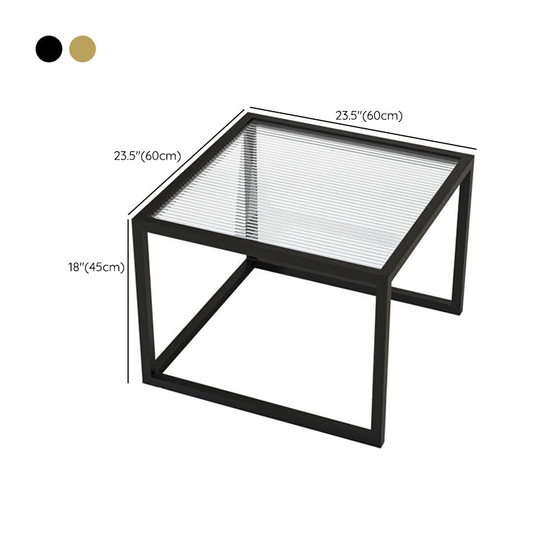 Modern Square Glass Coffee Table Iron Frame Base Cocktail Table