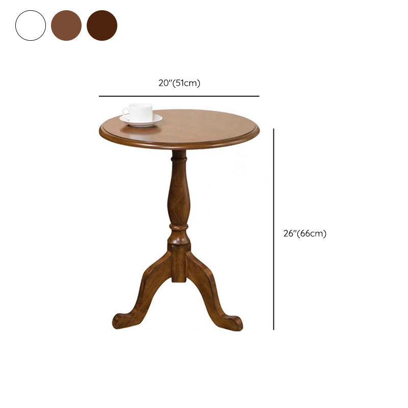 Solid Wood Round End Table Retro Dia 20.08" Sofa Side Accent Table
