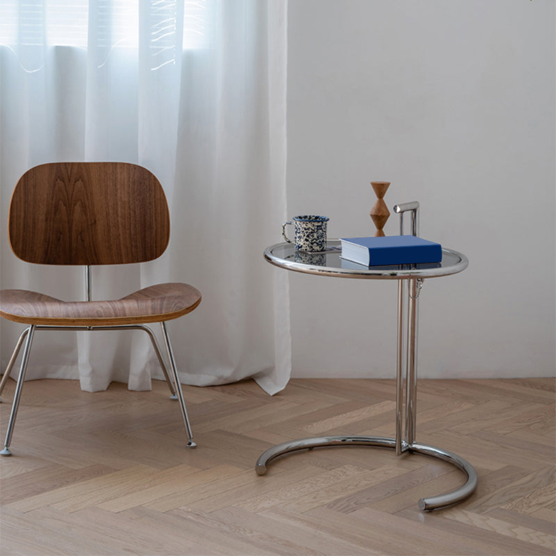 Adjustable Height Glass Side Table Modern Dia 20.1" C End Table