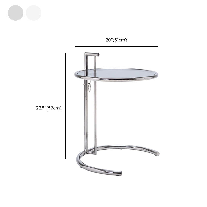 Adjustable Height Glass Side Table Modern Dia 20.1" C End Table