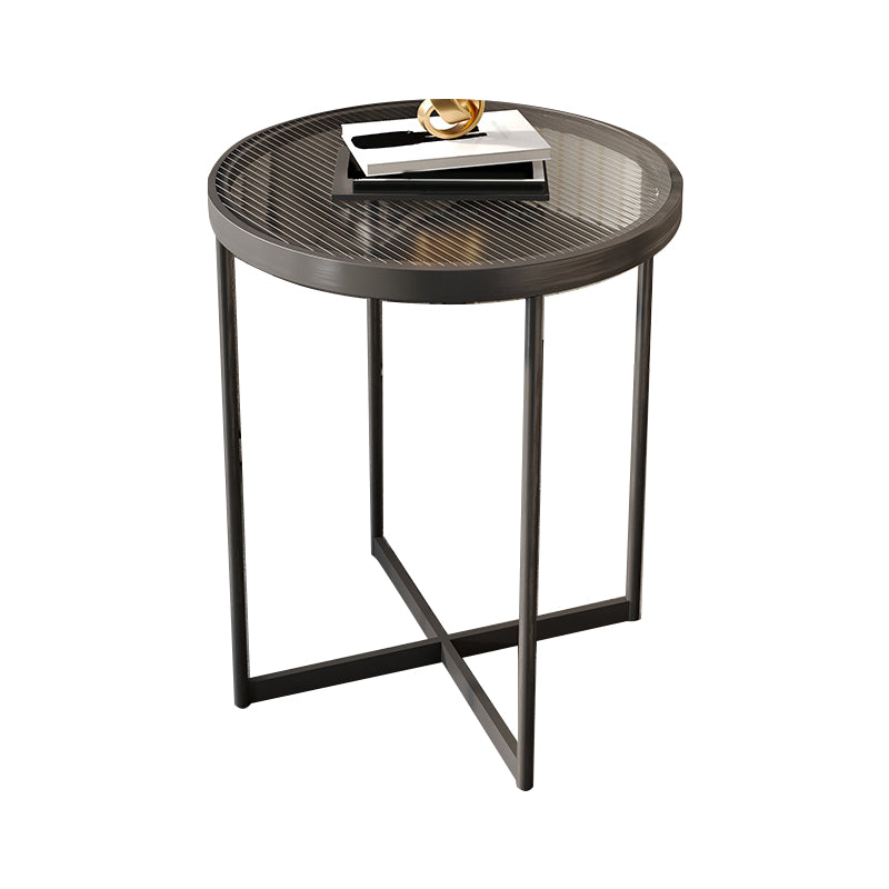 Modern Glass Round Side End Table Cross Legs Sofa Corner Table