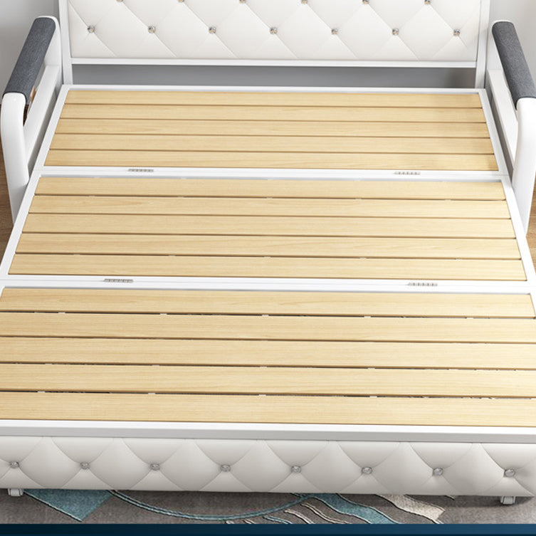Modern Convertible Cotton Sofa Bed Upholstered Fabric Metal Bed