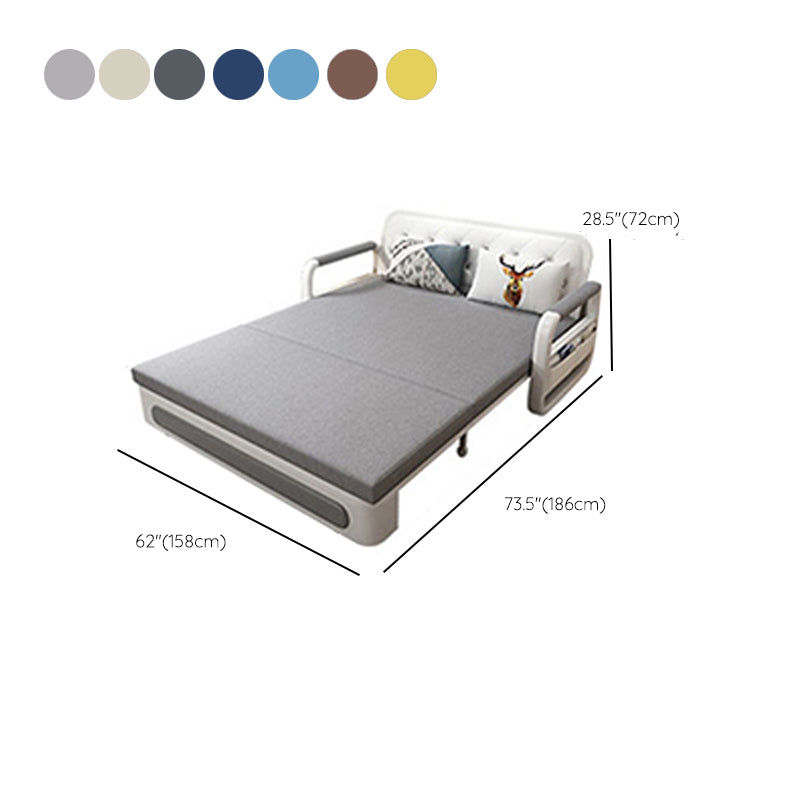 Modern Convertible Cotton Sofa Bed Upholstered Fabric Metal Bed
