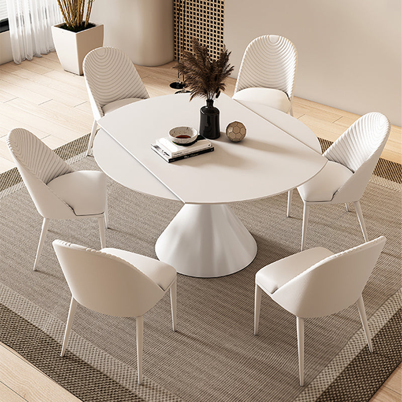 Metal and Slate Table Contemporary Style Home White Round Dining Table