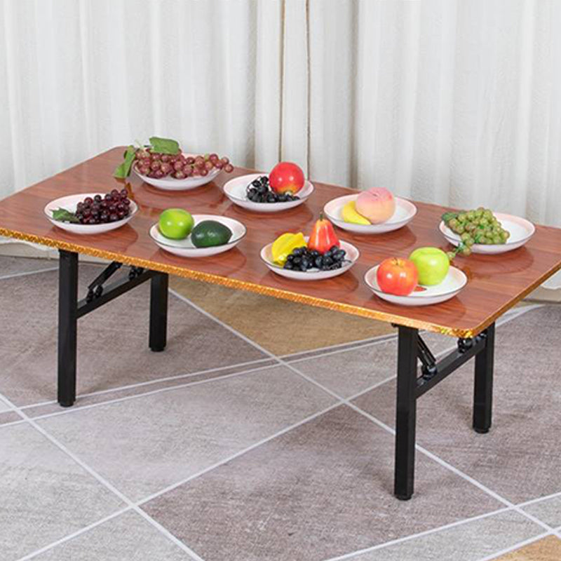 Metal and Wood Table Mid-Century Modern Style Foldable Rectangular Dining Table