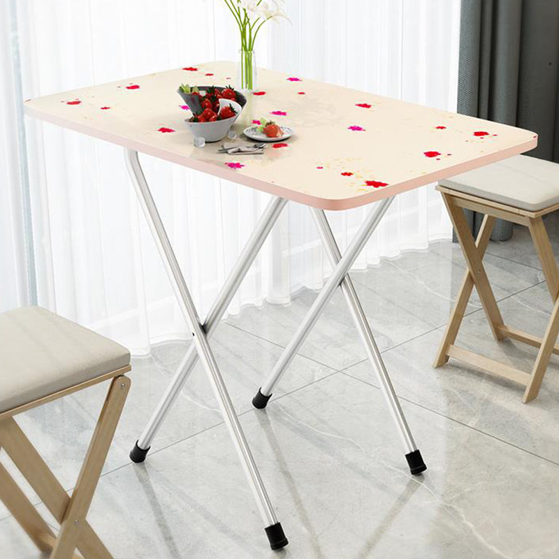 Metal and Wood Table 31.5"L Mid-Century Modern Style Home Folding Rectangular Dining Table