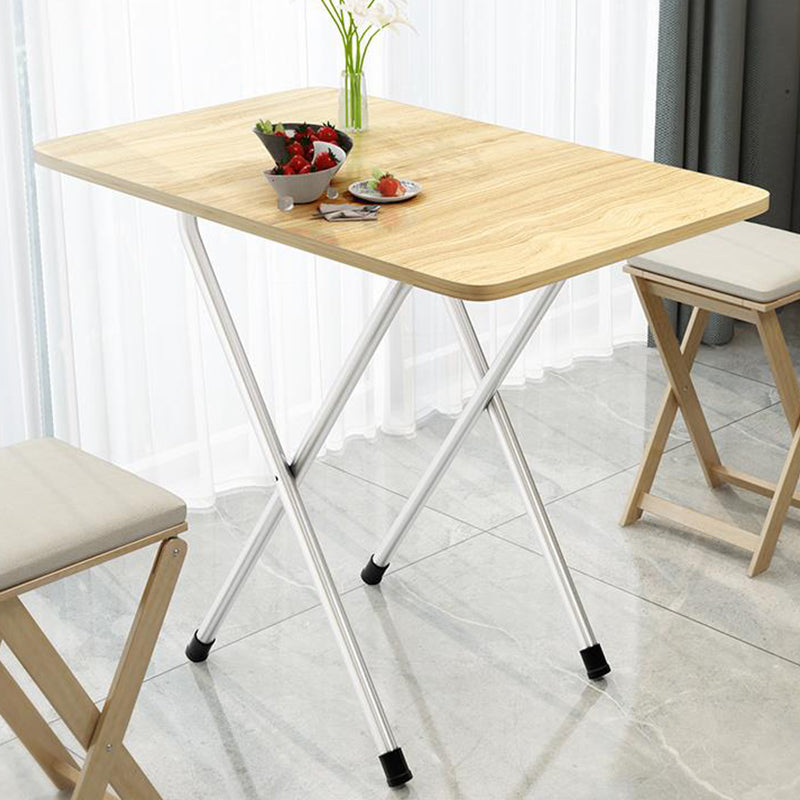 Metal and Wood Table 31.5"L Mid-Century Modern Style Home Folding Rectangular Dining Table