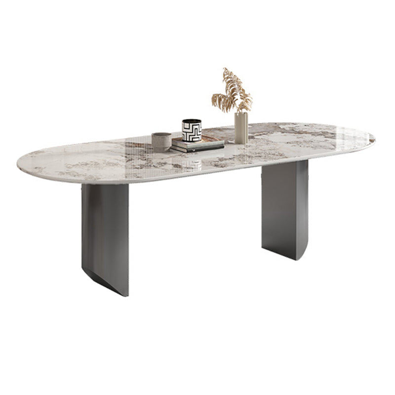 Luxury Double Pedestal Dining Table Sintered Stone Dining Room Desk